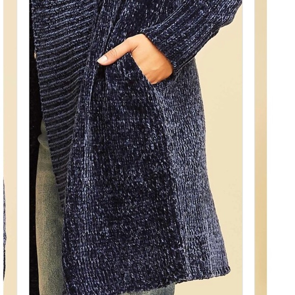 LAST Royal Blue Long super soft chenille cardigan - Picture 7 of 8